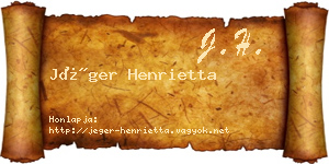 Jéger Henrietta névjegykártya